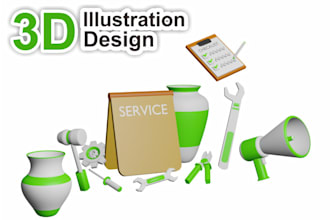 create a cute 3d illustration from your reference
