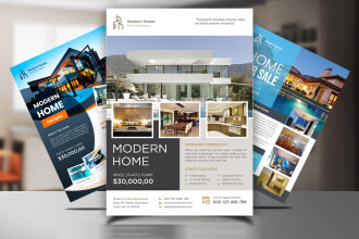 design modern real estate flyer and potscard