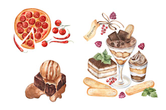 draw watercolor food illustration