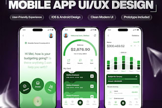 design modern mobile app uiux, wireframes, and figma app design
