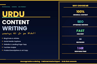 create engaging urdu blog posts, captions, and website copy