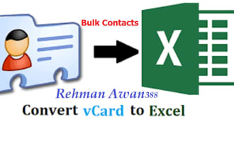 convert your iphone vcf, v card contact list to CSV, excel