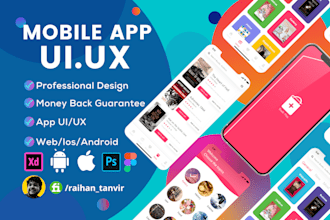 design modern minimalistic app design, mobile UI design UI UX in adobe xd, figma