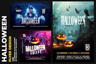 do horror freaky halloween flyer design