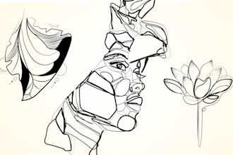 design artistic vector, line art, minimalist tattoo art