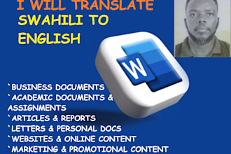 translate swahili to english and english to swahili professionally