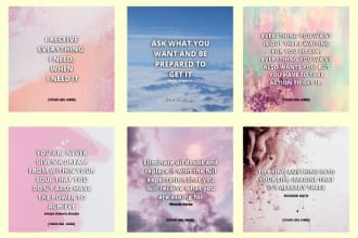 design inspiring law of attraction quotes with your page name or website URL