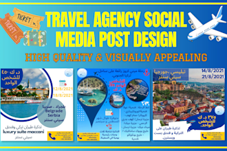 design creative travel agency social media post graphics for instagram on canva