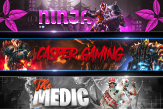 design an outstanding gaming banner for youtube,twitch and twitter
