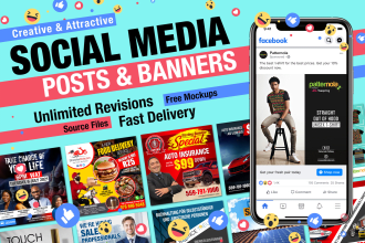 design attractive social media posts, banners and ads