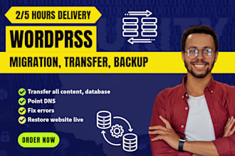 do wordpress website, hosting migration, transfer within 1 day