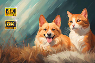 draw custom digital pet portrait painting from your picture