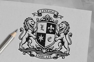 design vintage heraldic family crest, coat of arms logo for engraving