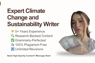 write expert climate change articles and sustainability blogs