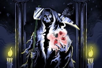 create detail dark illustration for tshirt and album band