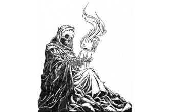 create a horror metal cover illustration with manual drawing