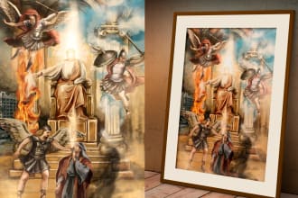 draw christian bible, historical illustration in details