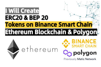 create bep20, erc20 token and smart contract on ethereum and bsc blockchain