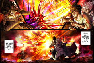 draw professional comic manga page in full colored with bg