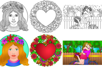 illustrate coloring pages or coloring book with color filled