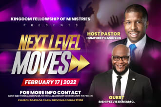 create a catchy online, zoom church event poster, flyer