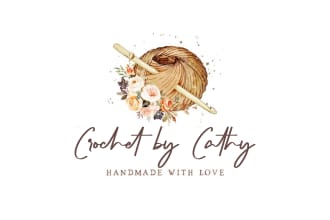 design crochet knitting, needles, sewing logo