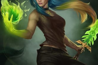 build a fantasy cartoon character design and illustration