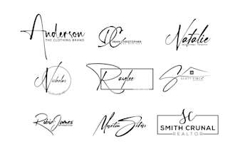 design handwritten, signature, scripted, cursive logo