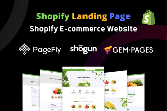 create shopify ecommerce website, landing page with pagefly, shogun, gempages