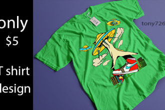 create custom cartoon graphic t shirt design just 4 hours