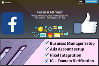 setup facebook business manager, ad account, and fb pixel