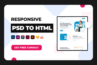 convert figma to html psd to html xd to html landing page website