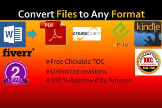 format and convert to kindle,ebook,pdf,printbook,createspace