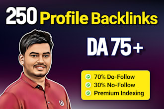build 250 high authority SEO profile backlinks manually