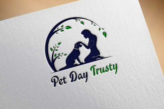 design pet, dog, cat or animal and veterinary clinic logo
