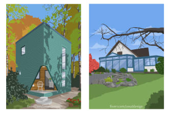 draw house illustration, portrait and landscape