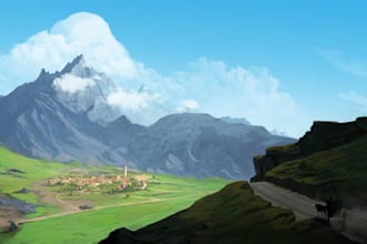make landscapes,enviroments,  backgrounds in digital art