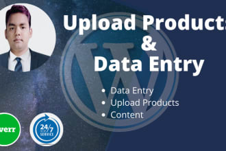 wordpress, excel data entry, product upload, product listing