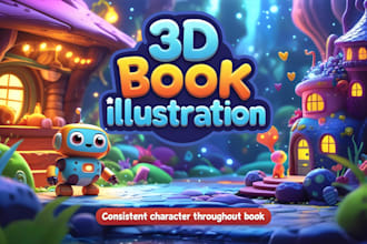 design enchanting 3d children book illustrations, children story book
