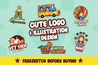 make cute cartoon logo for you