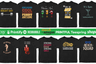create graphic t shirt design for printful, printify, pod
