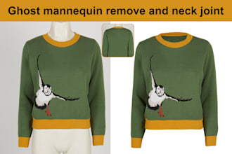 do ghost mannequin remove, neck joint, and cloth image editing