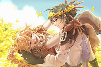 draw anime character art illustration commissions