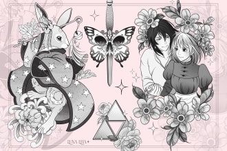 make a unique tattoo design for you in black and grey