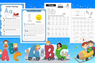 provide 100 printable pages letter number tracing worksheet for children