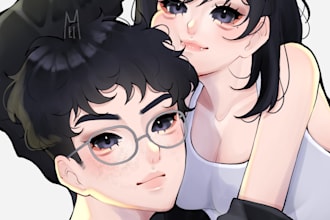 draw couple or duo in anime style