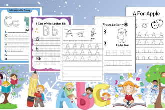provide 200 printable pages letter number tracing worksheet for children