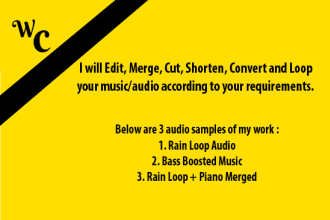 edit,merge,cut and loop your music audio to your liking