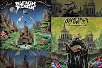 draw dark art, doom,  stoner rock style for tshirt