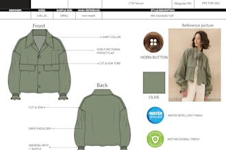 design trendy clothing items with tech pack quickly